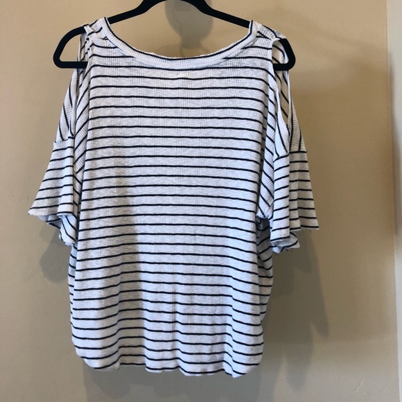 Free People We The Free Striped Cold Shoulder Top - Picture 3 of 5
